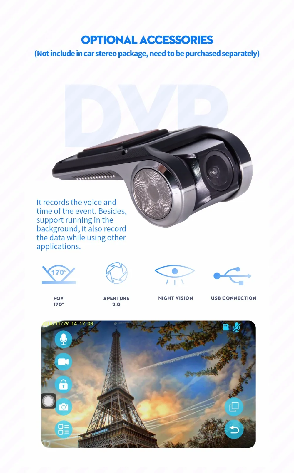 Top JOYING Android 8.1 car radio 1 din stereo head unit Octa Core 8"HD Screen 4GB ram 64GB ROM support 4G DSP Split Screen SWC audio 21