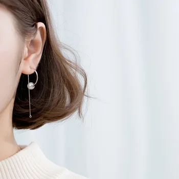 

Authentic Real 100% 925 Sterling Silver fine Jewelry Hollow Geometric &Shell Pearl dangle long Earrings Tassel gtle2511