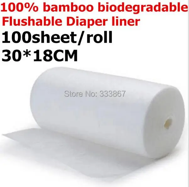 [Sigzagor] 1 рулон бамбуковый смываемый вкладыш, 100 листов биоразлагаемый одноразовый для 3-36 месяцев, 3-15 кг 8-36lbs ребенка, для тканевых подгузников