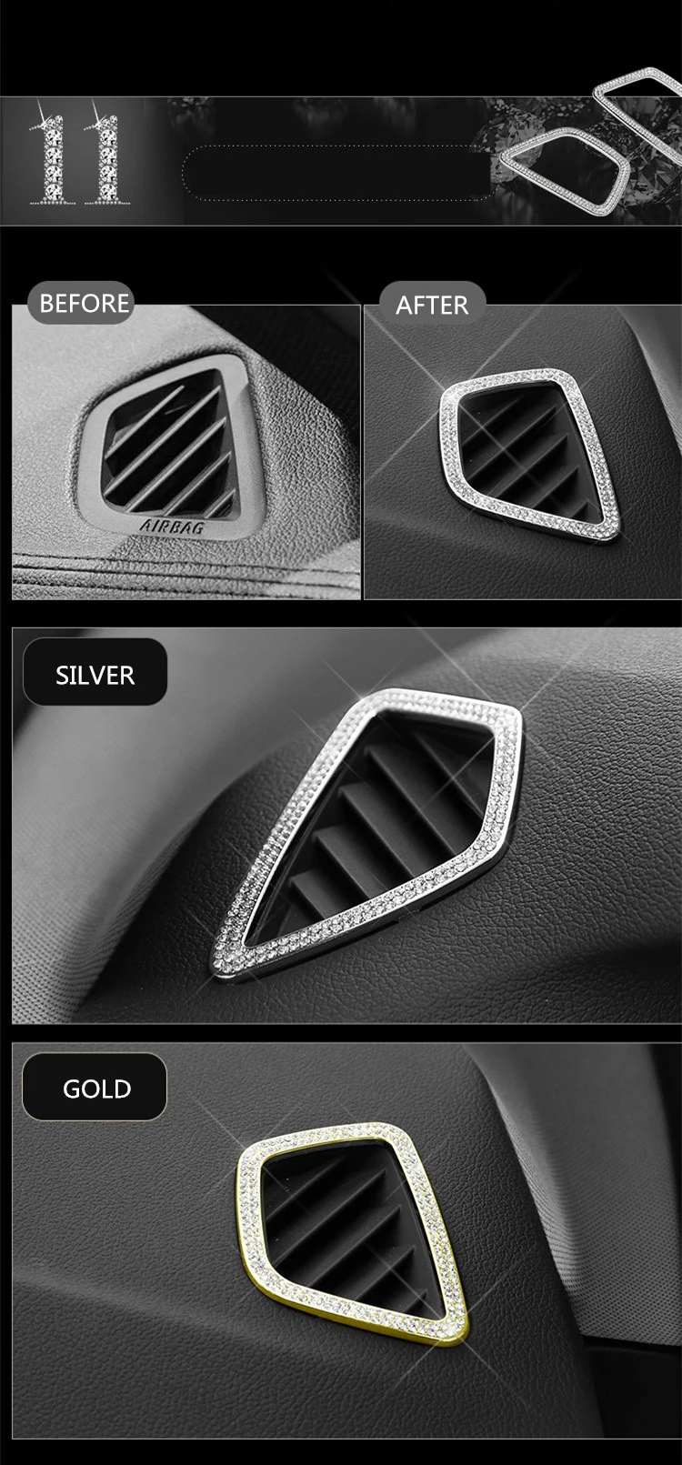 Со Стразами из нержавеющей стали мультимедийная Кнопка украшение для вентиляционного отверстия для BMW 5 серии модифицированный 18 5 серии 528530li автомобиль
