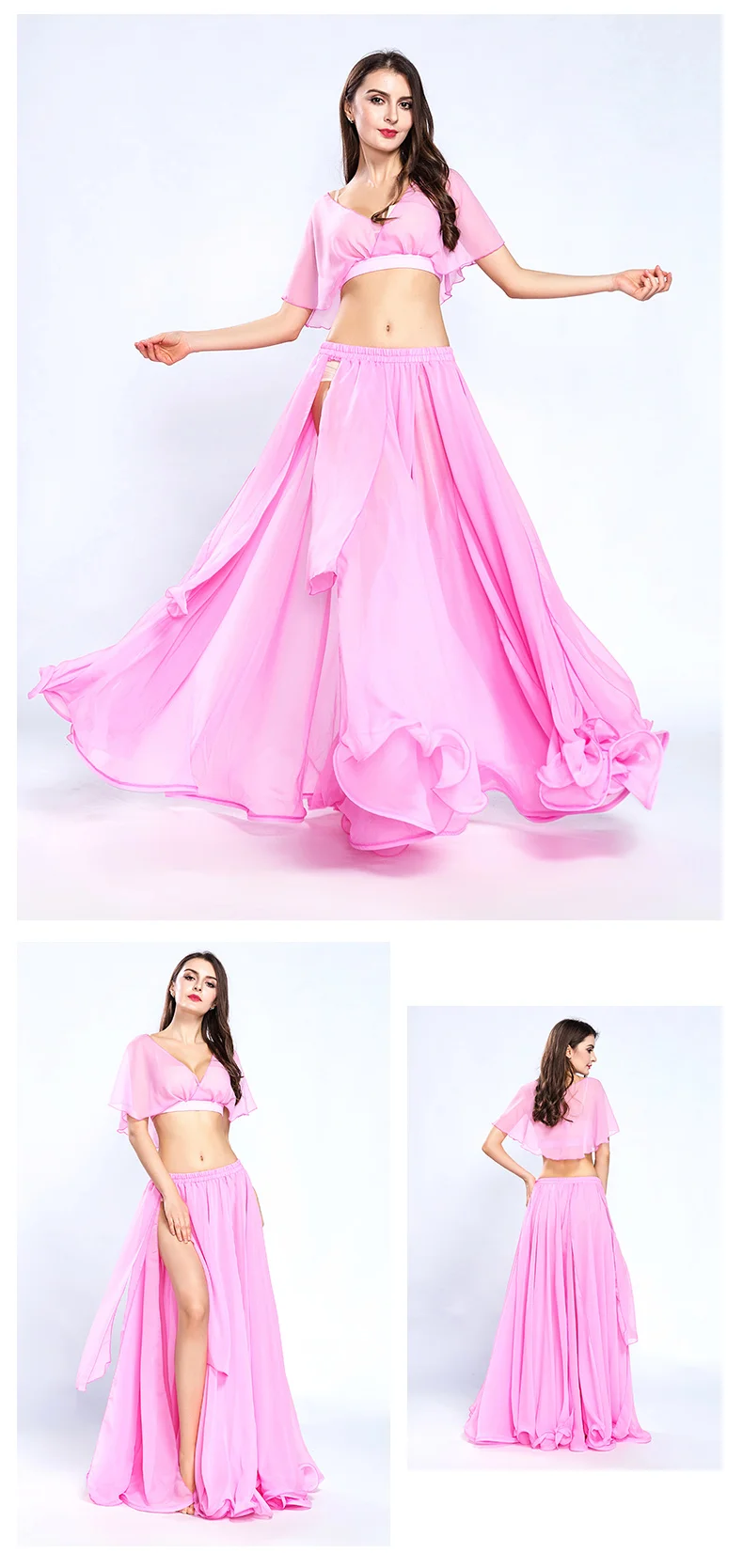 Hot Sale Free Shipping New Women's belly dance set costume belly dancing clothes sexy fashion girl bellydance Chiffon Top skirts