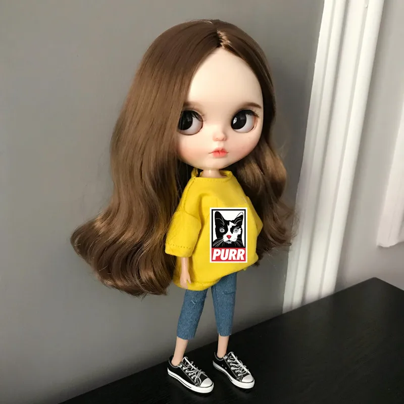 2 шт./лот Blyth Doll Одежда футболка+ джинсы модные штаны Одежда для куклы Барби, Azone, ob24, blyth, Kurkn 1/6 аксессуары для кукол