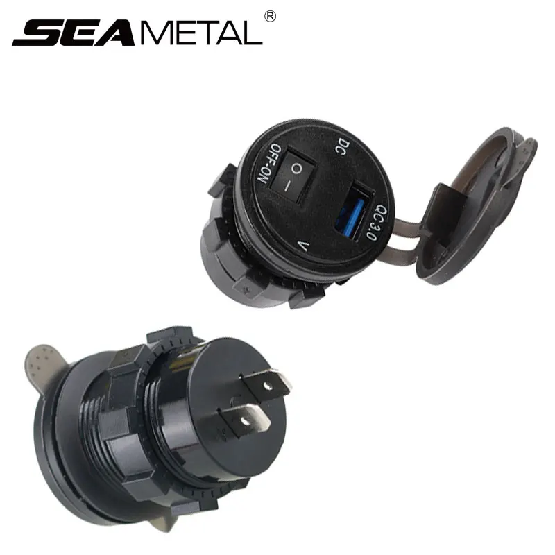 

Hot Sale Car Charger With Switch Cigarette Lighter Socket Splitter 12V QC3.0 LED Voltage Display USB Car Charger Fast Charging