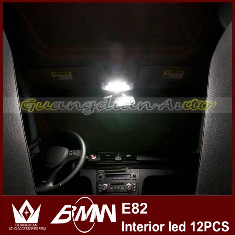 

GuangDian 12PCS Error Free light Auto LED Bulbs Interior Light Kit Reading Light Dome lamp For BMW E82 2007-2012 car accessories