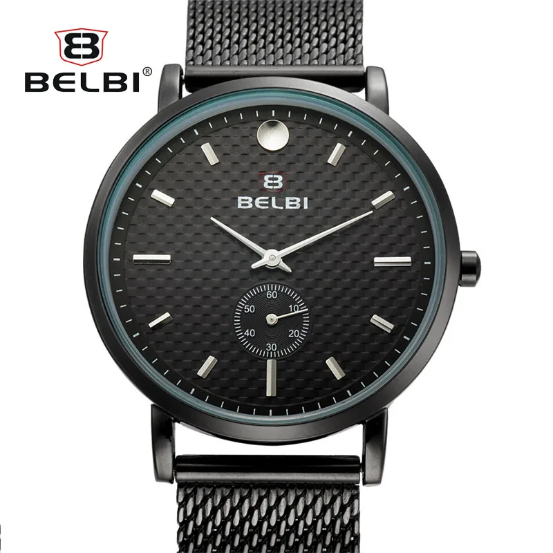 

BELBI Simple Mens Gift Wrist Watches Fashion Modern Famous Design Male Clock Luxury Steel Man Quartz Wristwatches AAA Top Brand