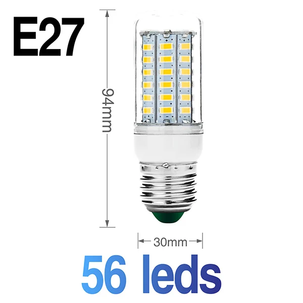 Светодиодный лампы E27 E14 30 36 56 72 89 светодиодный s светодиодный кукурузный светильник 220V SMD5730 лампада энергосберегающий Светодиодный точечный светильник для Гостиная люстра - Испускаемый цвет: E27 56leds
