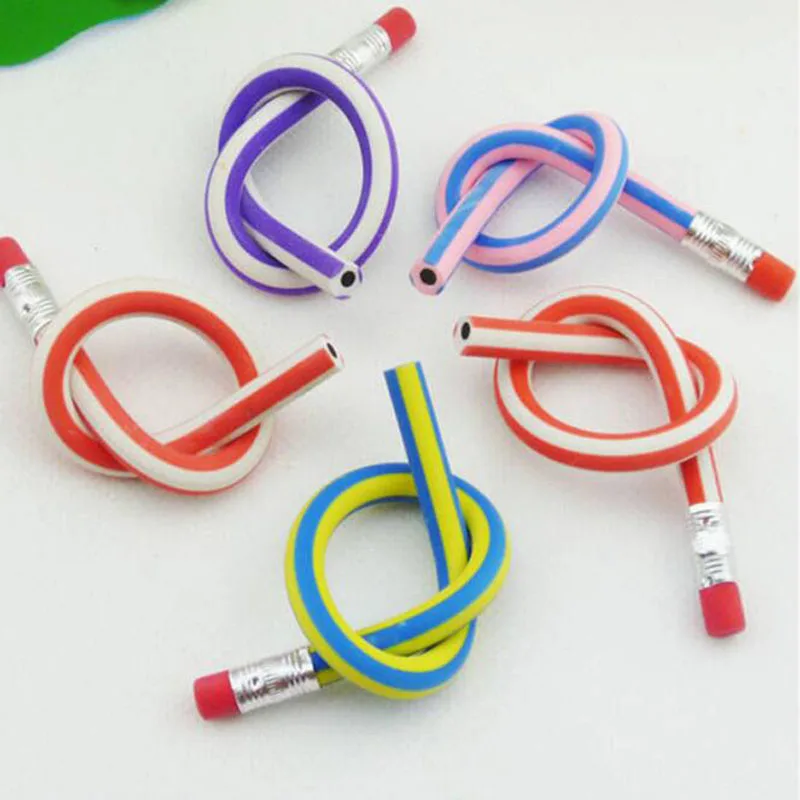 

2pc Colored Soft Striped Pencil Creative Cute Curved Writing Pen Student Children Learning The Office School Supplies Stationery