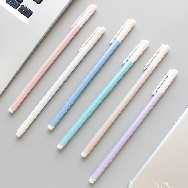 

MiRui stationery macarons color plain simple lovely full needle metallic gel pen for school and office 0.38 mm ink black
