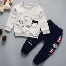 Осенне-зимние комплекты одежды для мальчиков и девочек; детский спортивный костюм; футболка; штаны; Детский свитер; повседневная одежда с героями мультфильмов