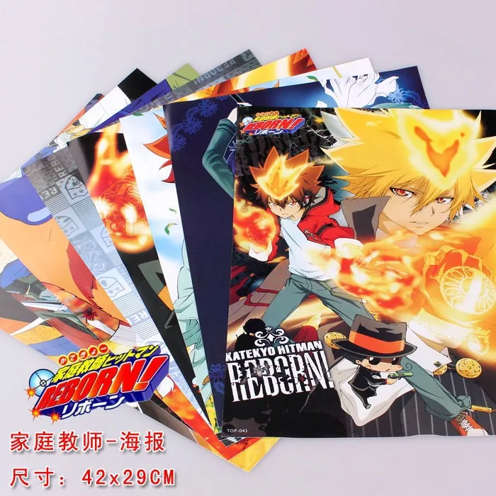 

8 pcs/set Katekyo Hitman Reborn poster Tsunayosh / Hayato / Takeshi anime figurs posters lot for walls 42x29cm free shipping