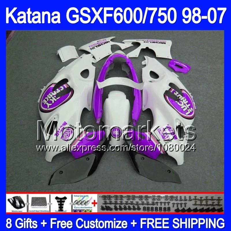 LUCKY Purple White 8Gifts For SUZUKI KATANA 2003 2004 2005 2006 GSX600F 03 04 05 06 1361 GSXF600 GSXF 600 2003-2006 Fairing | Автомобили и