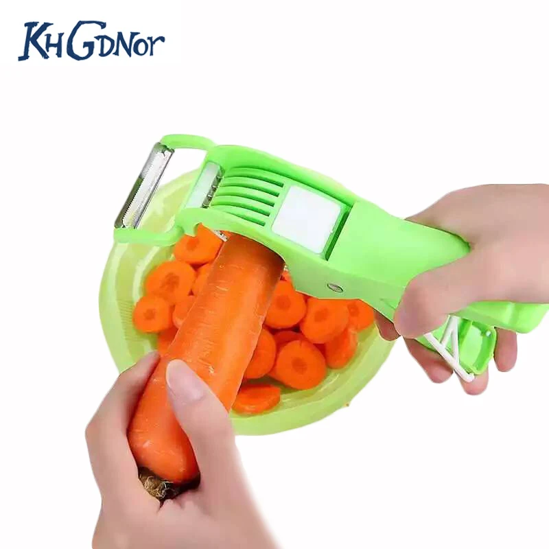 

KHGDNOR 2-in-1 Peeler Slicer Plastic Multi-use Banana Cucumber Carrot Cutter Fruit Vegetable Salad Shredder Cutters