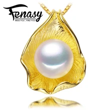 FENASY encanto nuevo Diseño de Concha de Perla collar de Moda, joyería de La Perla Natural, Chapado En oro de la Perla de agua dulce Colgante Collar