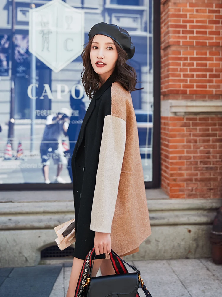 Femme Hiver Lady Manteau De Automne Mélanges 2019 Streetwear Patchwork Spliced Nouveau En Femmes Veste Mode Manteaux Épaississent Laine Chauds tY4Yfg