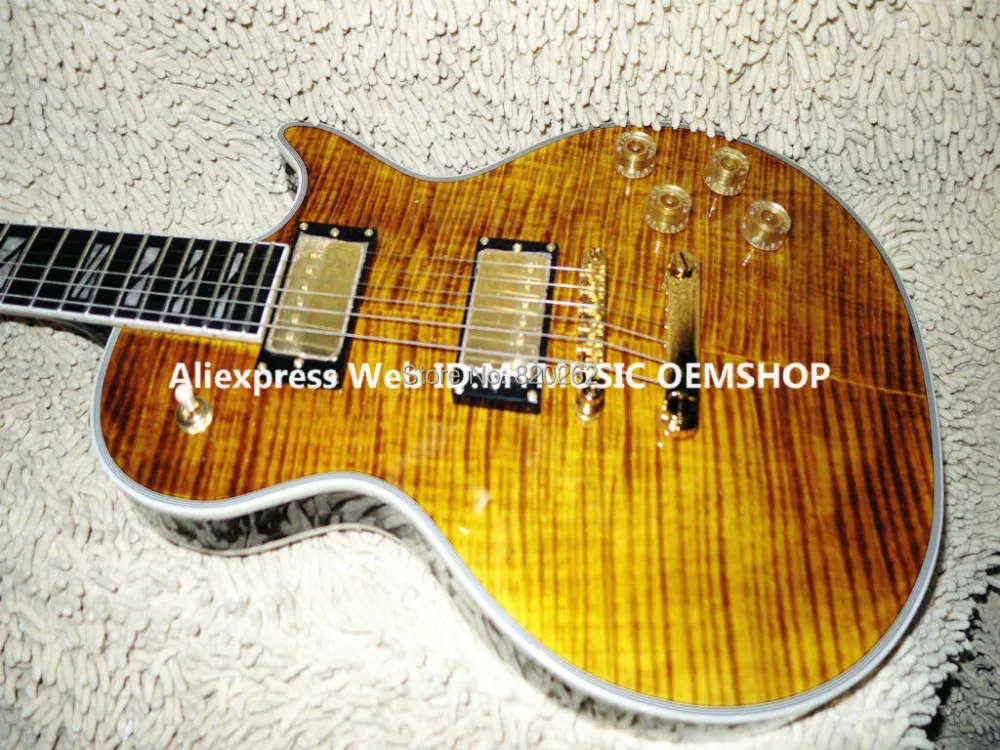 

High Quality Tiger Flame Electric Guitar Ebony Fingerboard Frets Binding Free Shipping