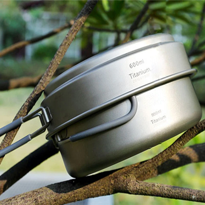 

Keith Camping Cookware Titanium Pots Set Camping Traving Hunting Hiking Picnic Cooking Utensils Lightweight Ti6016 w/ Mesh Bag