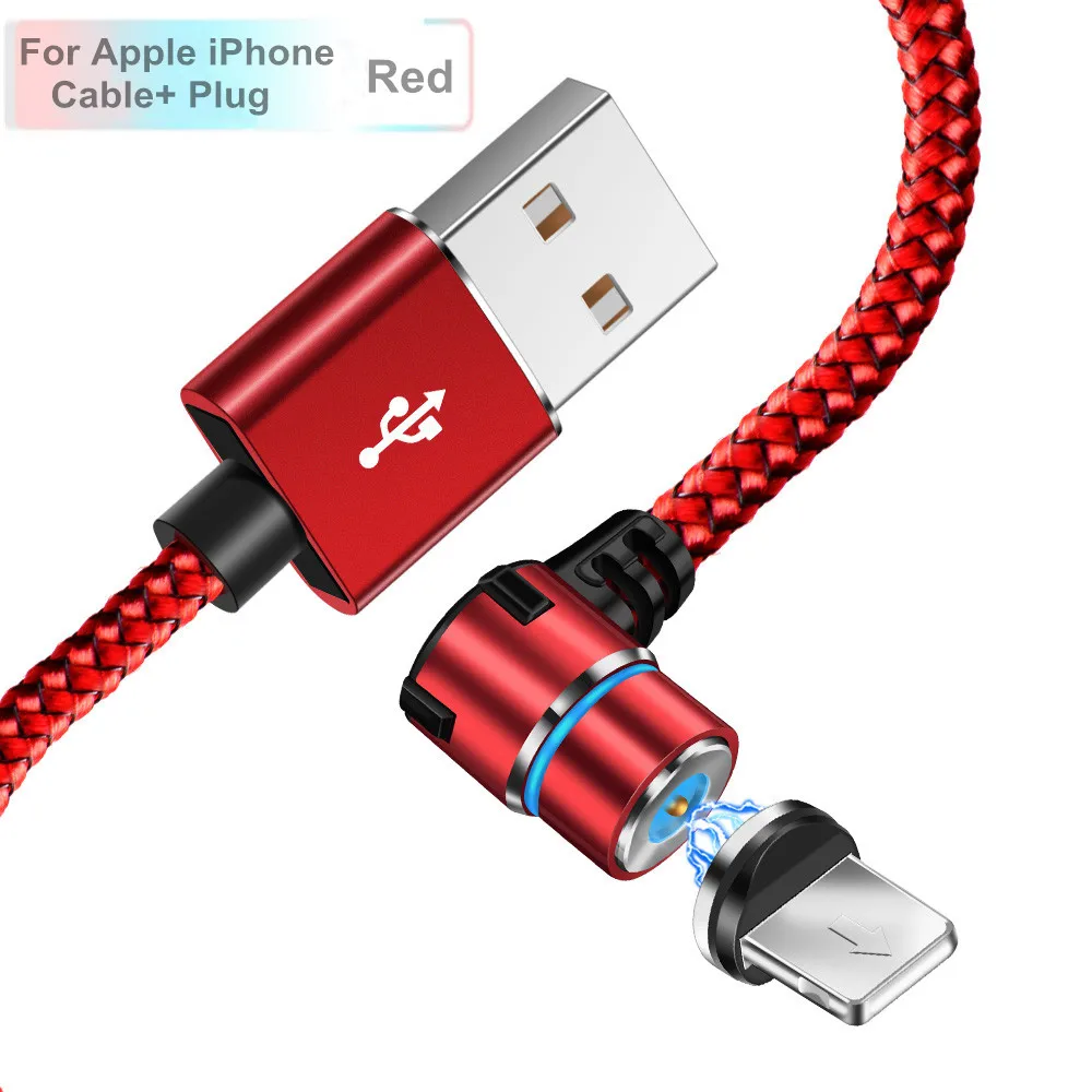 Магнитный usb-кабель Олаф для iPhone XS 7 samsung S9 Xiaomi huawei светодиодный магнитный кабель для быстрой зарядки на 90 градусов кабели Microusb type C USB C - Цвет: Red For iPhone