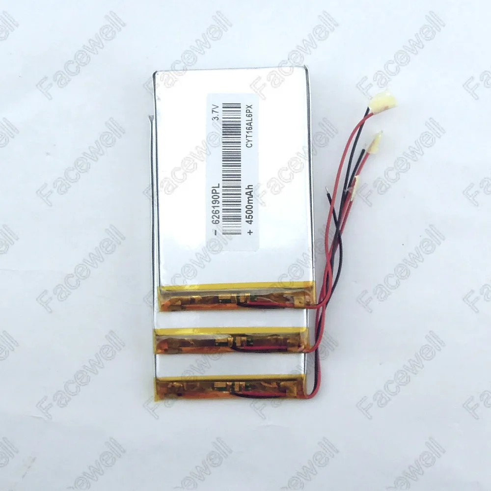 Facewell 626190 3 7 v литий полимерный аккумулятор 4500mah батарея для планшета дюймов pc/bateria