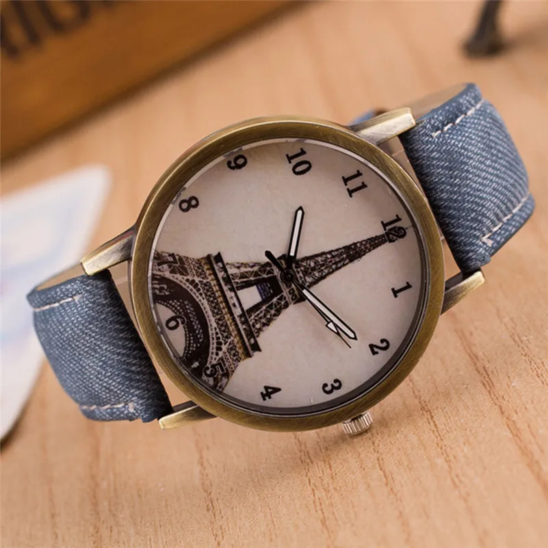 Fashion Women Watches Retro Iron Tower Cowboy Leather Band Analog Quartz Watch Wrist Watch Relogio Feminino #AP28 (26)