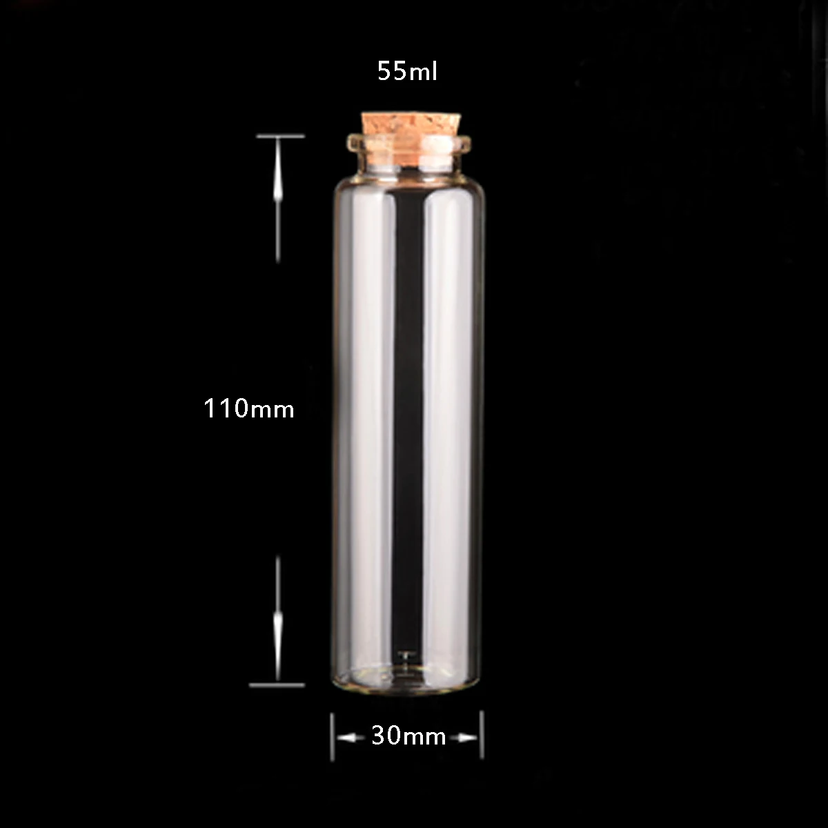 10pcs 55ml High Quality Glass Bottles With Cork Cap Transparent Chemical Liquid Jars Christmas Gifts Empty Bottles Dia 30mm