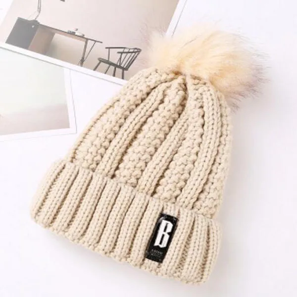 M187 Beige hair bulb VIIANLES/женские вязаные шапки с помпонами, зимняя женская шапка с помпонами, вязаная шапка для девочек, толстые шапки, Красная шапка для женщин - Цвет: M187 Beige hair bulb