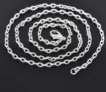 

8SEASONS 12 silver-color Textured Chain Necklaces 4.2x2.8mm 20" (B14098)