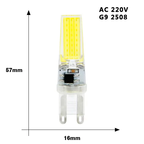 Bombillas светодиодный светильник G9 G4 E14 220 в 3 Вт 6 Вт 9 Вт с регулируемой яркостью светодиодный светильник G4 AC DC 12 В COB заменить галогенные лампы - Испускаемый цвет: G9 COB 220V