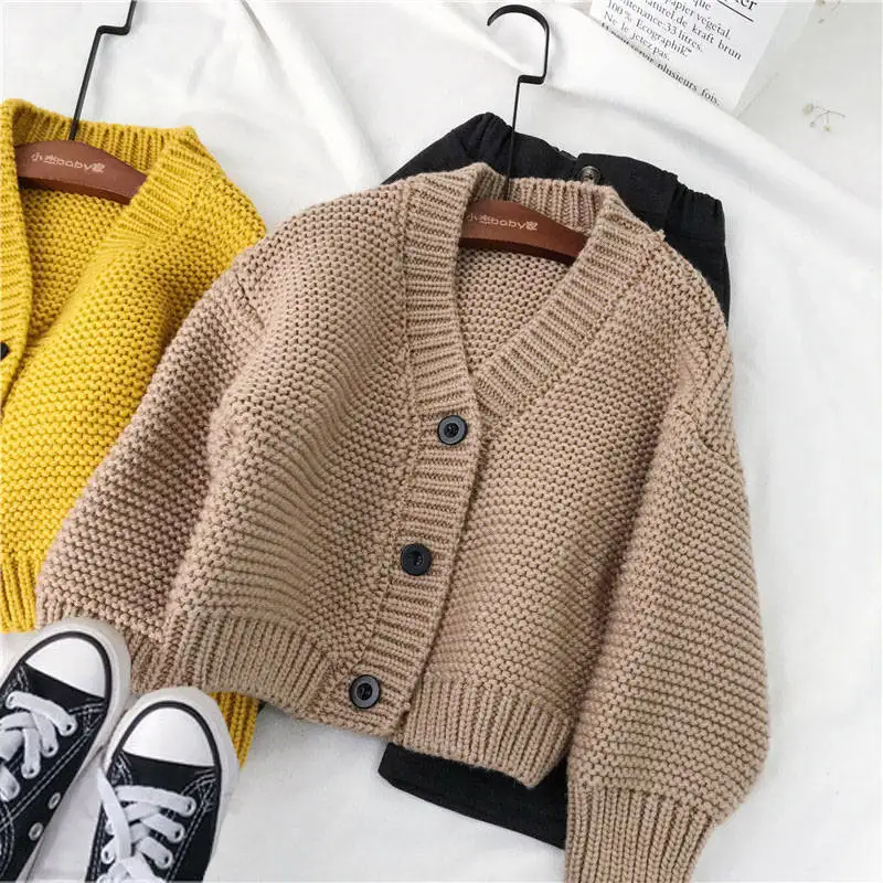 Детская одежда коллекция года, весенне-осенний кардиган для мальчиков и девочек, свитер, пальто корейский свитер Детская однобортная верхняя одежда