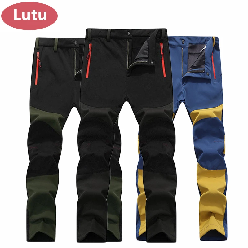 LUTU 2017 invierno pantalones para hombres de lana caliente Softshell impermeable a prueba de viento pantalones de Trekking