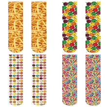 3D носки с принтом еды Пончики торт фруктовый сок картофель фри печенье ананас женские хлопковые носки мягкие удобные осенние спортивные повседневные