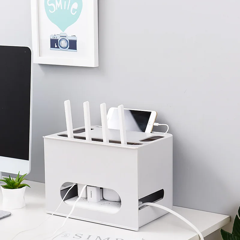 Двухслойный ящик для хранения Wi Fi роутера защитная оболочка проводов органайзер