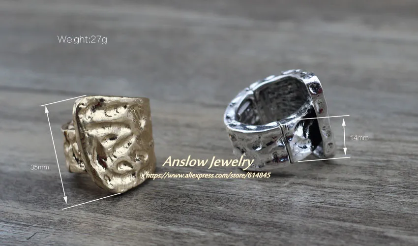 Anslow модные ювелирные изделия Креативный дизайн регулируемый 19 мм Диаметр мужские кольца древнее серебро/золото цвет отец подарок LOW0002AR