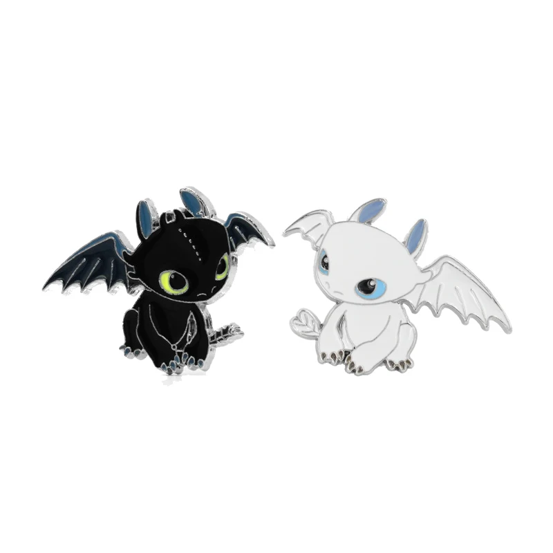 How to Train Your Dragon Pins Light Fury Night Fury Zinc Alloy Badges Pins Toothless Pins for Clothes Backpack