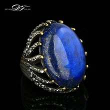 Piedra semipreciosa Lapislázuli Anillos de Dedo de Oro Antiguo DFR394 PlatedPunk anel Marca de Moda Joyería de La Vendimia Al Por Mayor