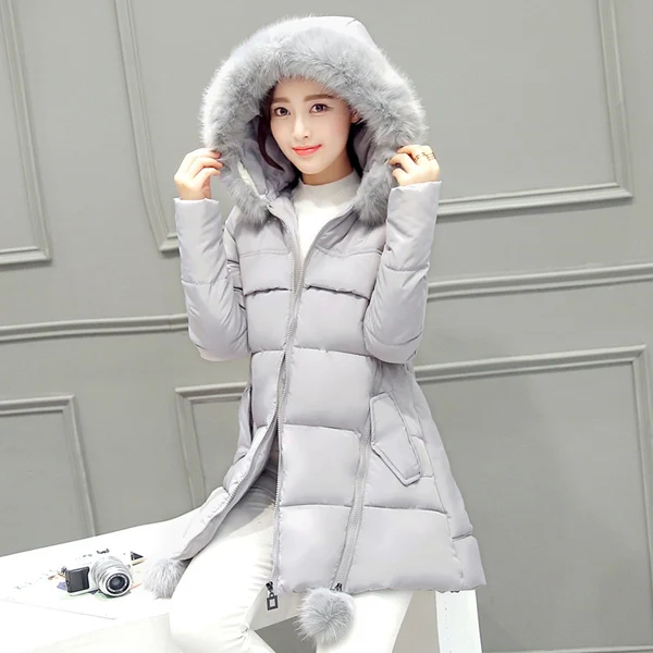 Зимняя куртка в клетку со звездами, Женская Толстая теплая тонкая длинная пуховая хлопковая куртка, женская зимняя куртка, женская теплая парка, GQ1589 - Цвет: Grey