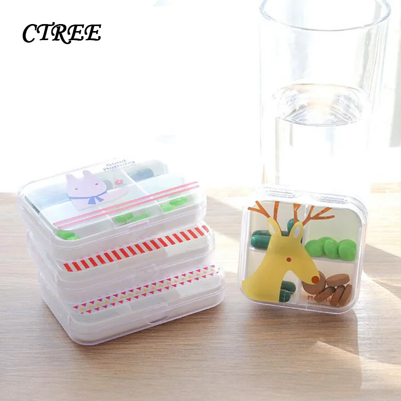 

CTREE 4/6Grid Plastic Box Sort Vitamin Medicine Tablet Drug Pill Box Case Portable Container Organizer Jewelry Storage Boxs C829