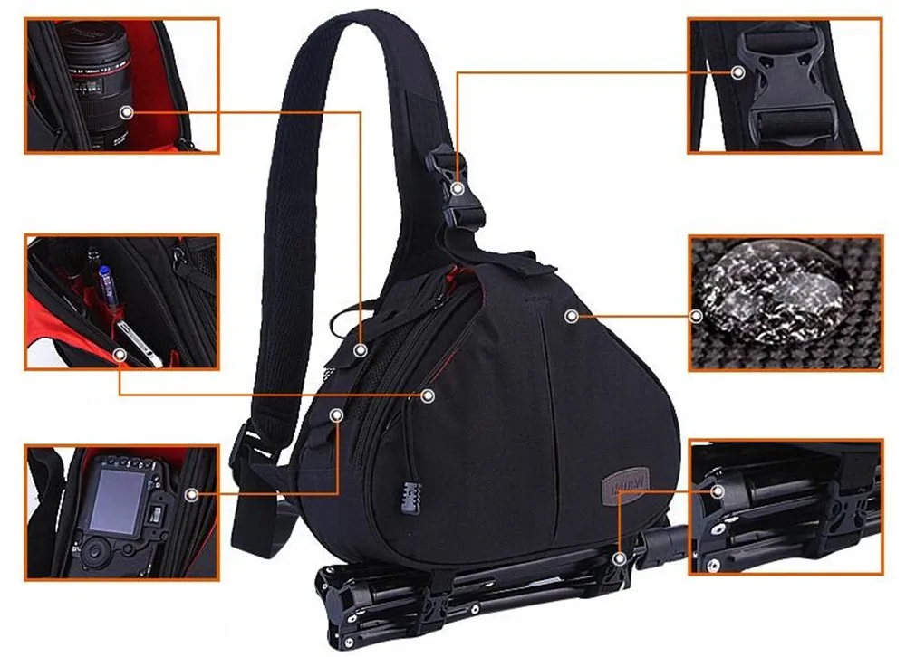 DSLR Камера Слинг Сумка Креста косой крест Водонепроницаемый Камера сумка Для мужчин Для женщин сумка-мессенджер Сумки для Canon Nikon Sony K1 k2