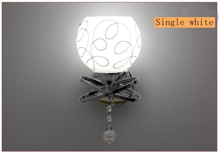 Настенный светильник из хрустального стекла, современный минималистичный светильник для гостиной, спальни, прикроватные лампы E27, светодиодный, серебристый, с одной двойной головкой, стеклянная лампа