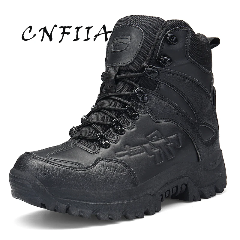 

CNFIIA Men Combat Boots Plus Size 45 Male Boots Military Non Slip Green Black 2018 Winter Designer Shoes Tracking Boots High-Top