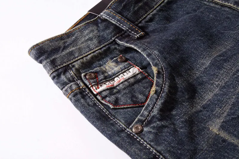 Fashion Classical Men Jeans Dark Color Straight Fit Ripped Jeans homme Italian Vinatge Style 100% Cotton Jeans Men Denim Pants