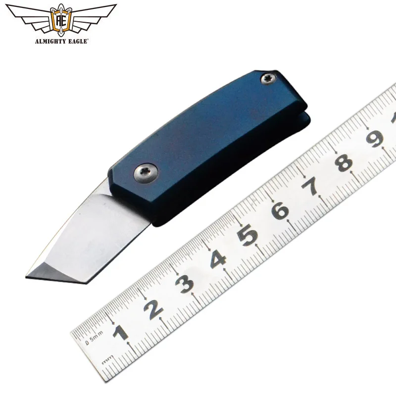 Всемогущий Орел мини нож Карманный многофункциональные нож D2 стали Открытый туристическое снаряжение Пеший Туризм Высокое качество - Цвет: Blue