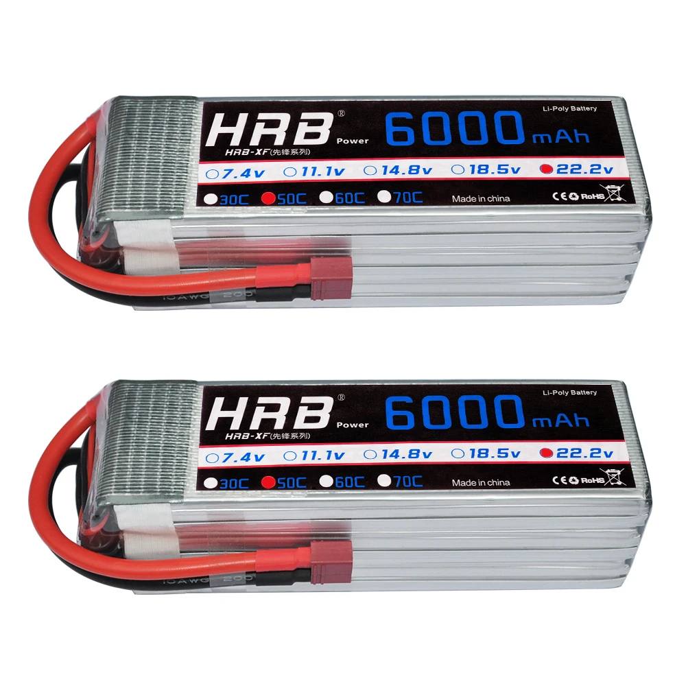 2pcs HRB RC Lipo 6S Battery 22.2v 6000mAh 50C Burst 100C Drone AKKU For RC Helicopter DJI