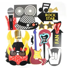 Rock Star Party Photo Booth Props 18pc/Set Birthday Party Supplies Rock Star Rock & Roll Concert For Music Party Photo Prop Rock Star Party Photo Booth Props 18pc/Set Birthday Party Supplies Rock Star Rock & Roll Concert For Music Party Photo Prop