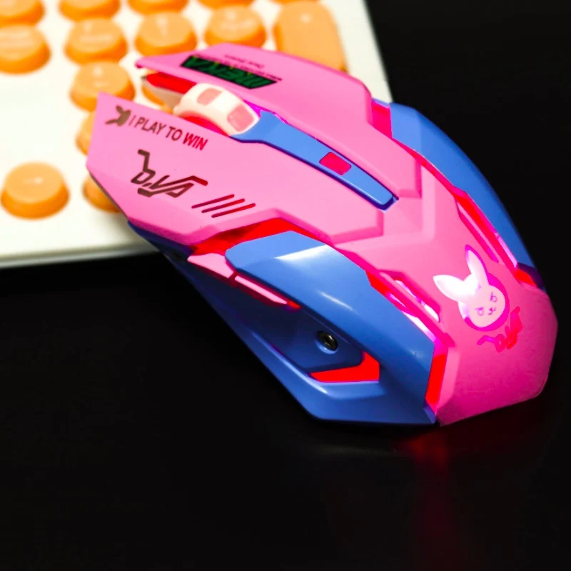 

Cute Wired Mouse Rechargeable Pink Mice USB 2400 DPI Noiseless LED Mouse Gaming Gamer Mice Office Home For Laptop Computer