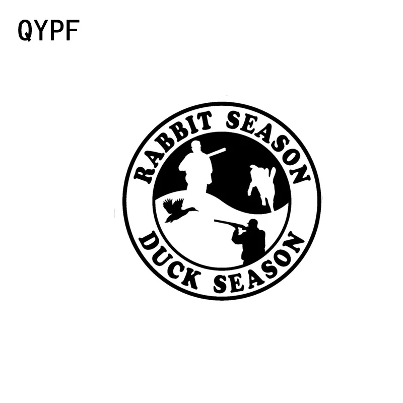 

QYPF 17.8CM*17.8CM RABBIT SEASON NOSAES KCUD Lnteresting Vinyl Yin Yang Black And Silver Motorcycle Sticker Decal C17-000111
