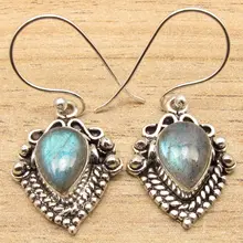 Pendientes étnicos! Original perno prisionero LABRADORITA Plata Chapado de Joyería DIRECTO de FÁBRICA