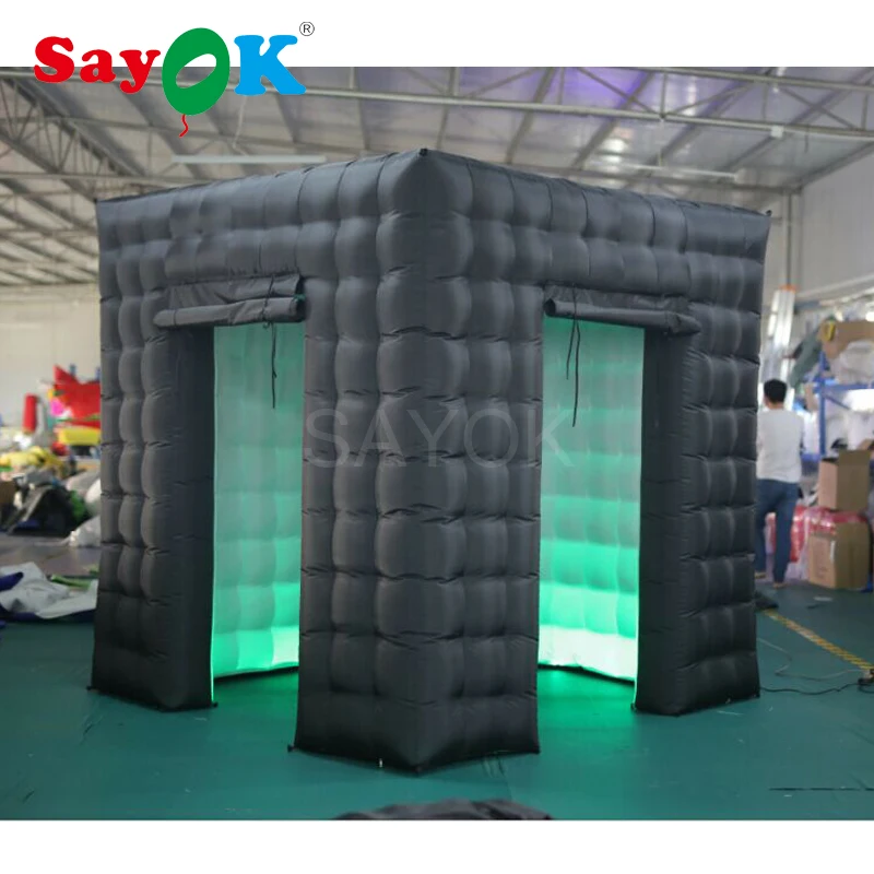 Portable black led inflatable photo booth enclosure, photo booth props