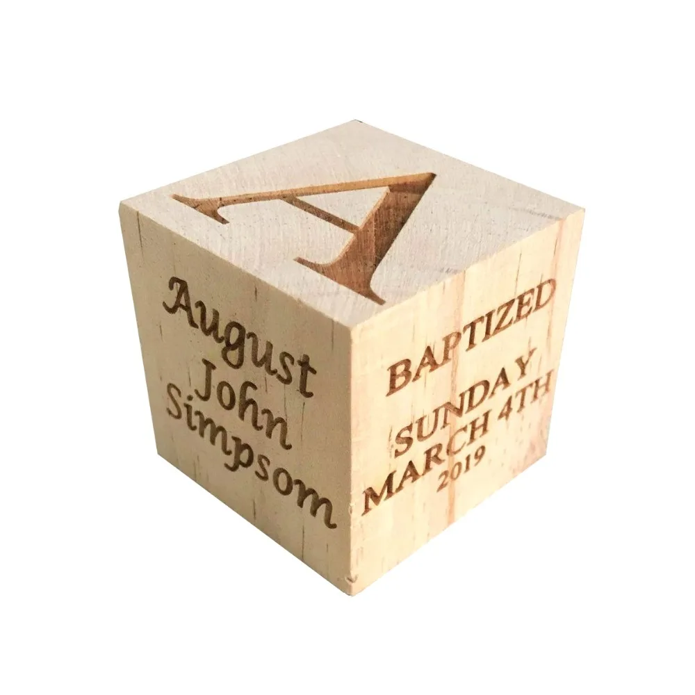 

Personalized Wooden Baby Block Newborn Baby Gifts Gift For Baby Christening Birthday Engraved Baby Shower Gift