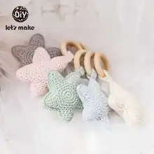 Let's Make 1pc Baby Rattles Crochet Star Amigurumi Baby Toys For Storller 0-12 Months Children's Toys Baby Shower Gift Rattles amigurumi crochet tool doll toy rattles
