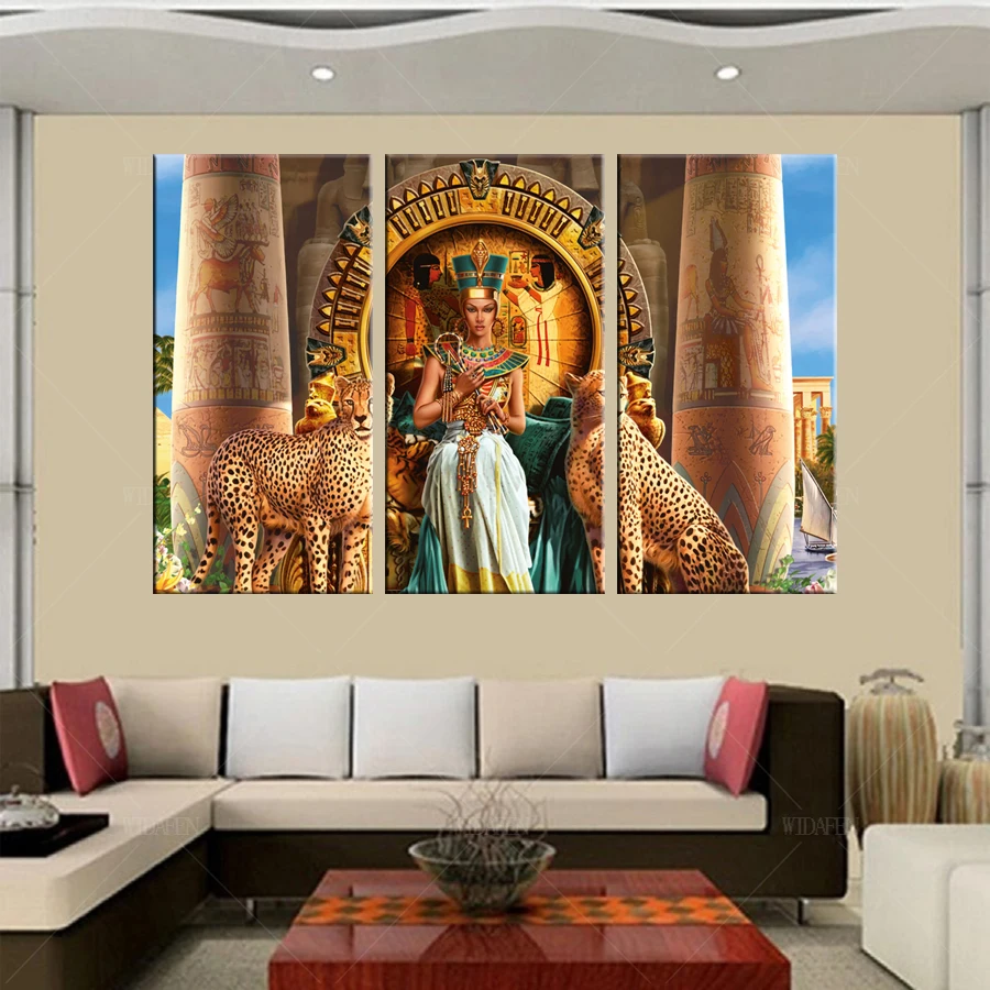 3 Pieces Pharaoh Of Ancient Egypt Wall Art Picture Home